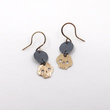 Load image into Gallery viewer, Black Gold Skull Drop Earrings