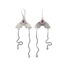 Load image into Gallery viewer, Garnet Serpent Earrings