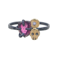 Load image into Gallery viewer, Tourmaline Skull and Diamond Ring
