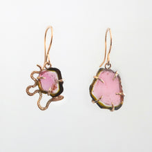 Load image into Gallery viewer, Watermelon Tourmaline Viper Earrings
