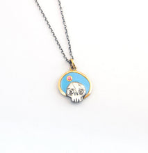 Load image into Gallery viewer, Blue + Pink Candy Skull Necklace
