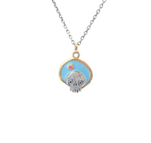 Load image into Gallery viewer, Blue + Pink Candy Skull Necklace
