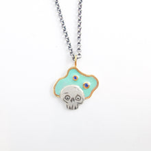 Load image into Gallery viewer, Green + Blue Cloud Skull Necklace
