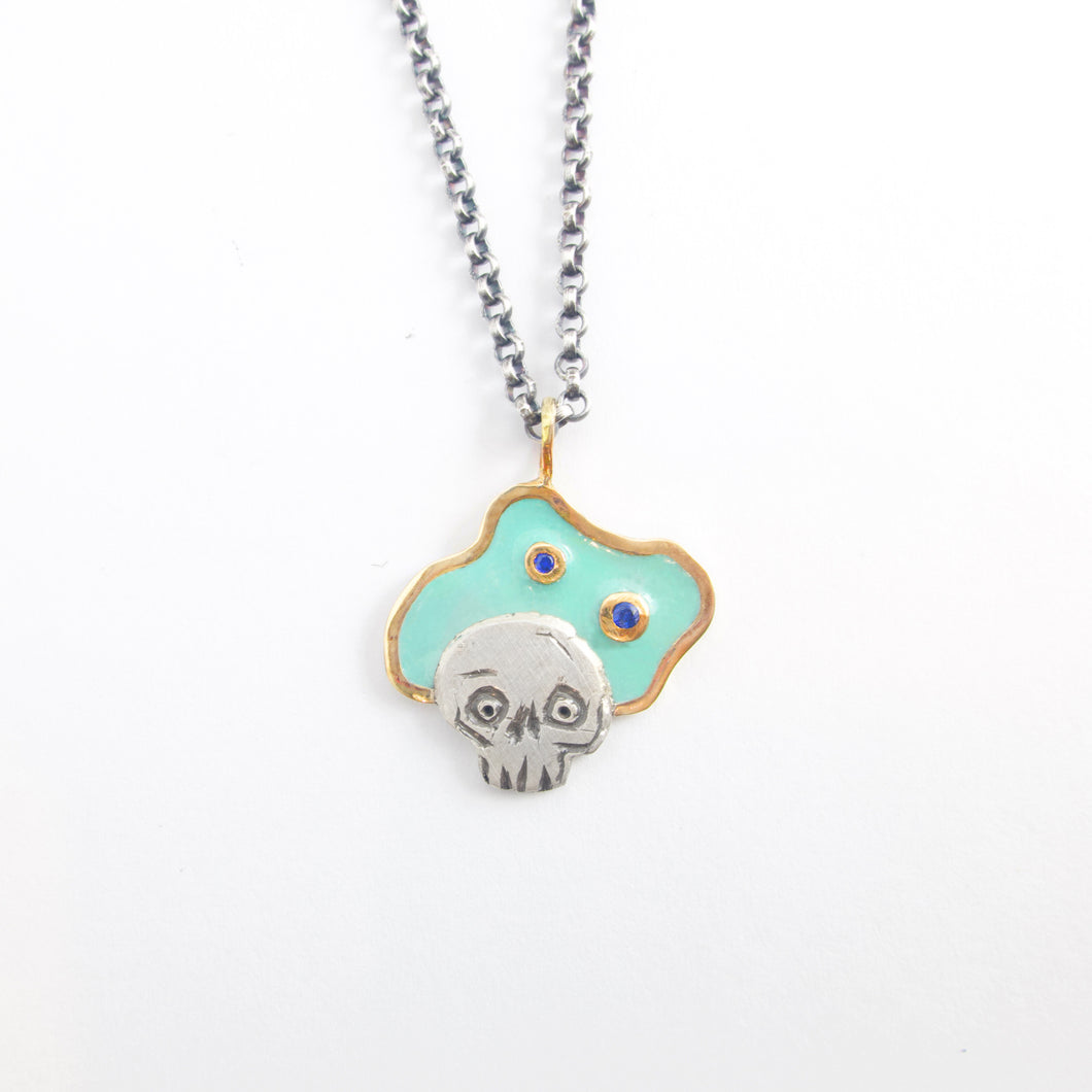 Green + Blue Candy Skull Necklace