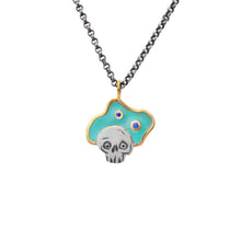 Load image into Gallery viewer, Green + Blue Candy Skull Necklace
